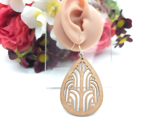 Preview: Tropfen Holz Ohrringe Wood